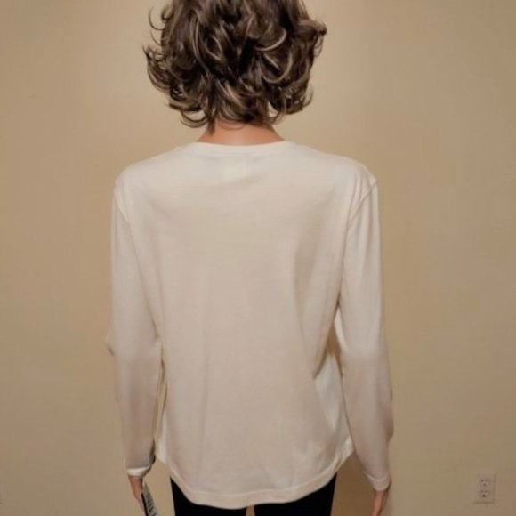 NIKKI Winter White Embroidered Multi Floral at below Neckline Top Size S NWT - Picture 3 of 5